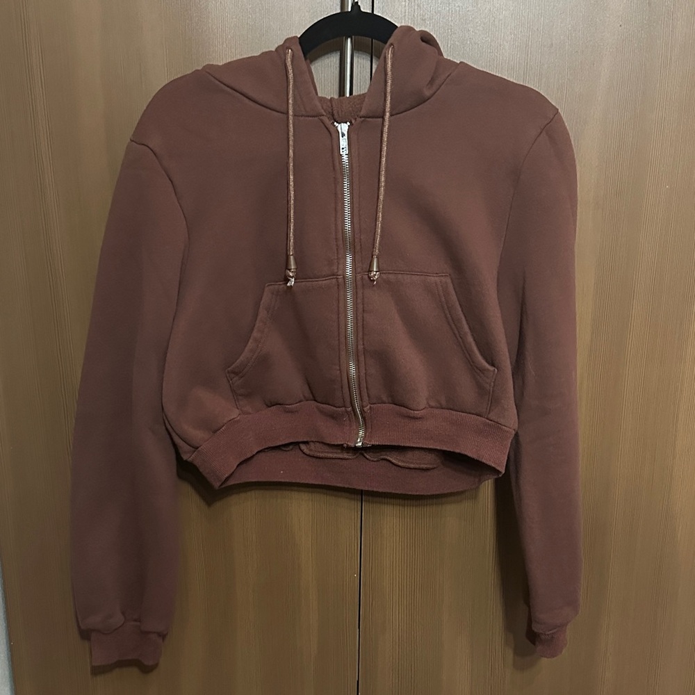 Brown Cropped Hoodie